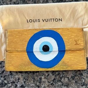 Louis Vuitton yellow Epi leather hand painted evil eye